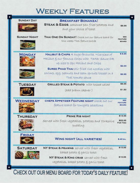 Gramma's Pub Menu - Weekly Specials