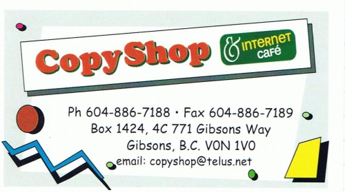 Copy Shop & Internet Cafe, Gibsons BC